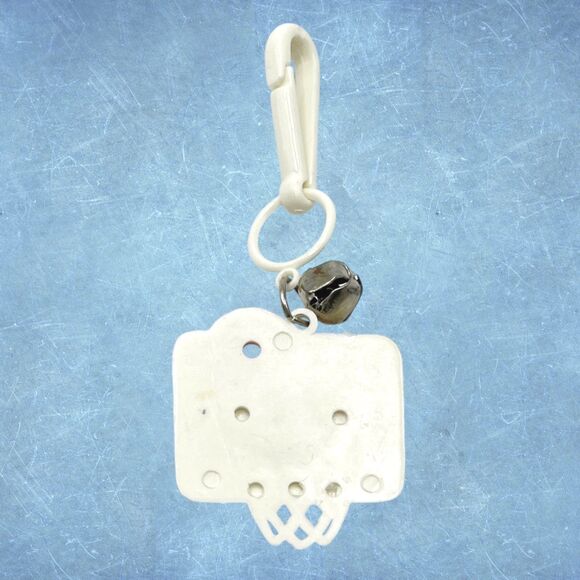 Vintage 80s Bell Charm Clip On Toy White Basketball Hoop Goal Plastic Jewelry *1 - Picture 2 of 8